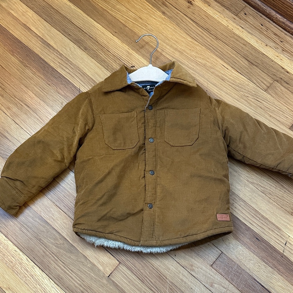 7 For All Mankind Tan Kids Corduroy Puffer Jacket